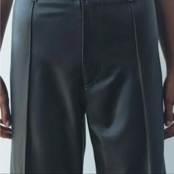 Zara NWT ZW Collection faux leather tailored pants black 3581/041 - Picture 7 of 11